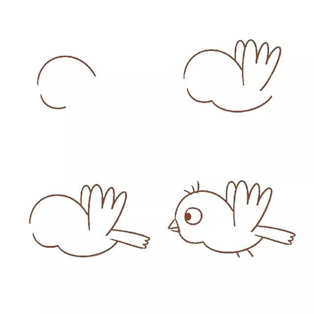 会飞小鸟怎么画简单又好看,9种小鸟简笔画的画法