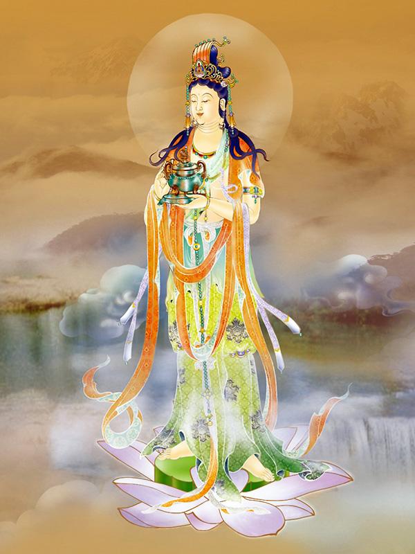 二,龙头观音(辟支佛身):以不同姿态乘龙显圣于祥云中,是化身天龙之身.