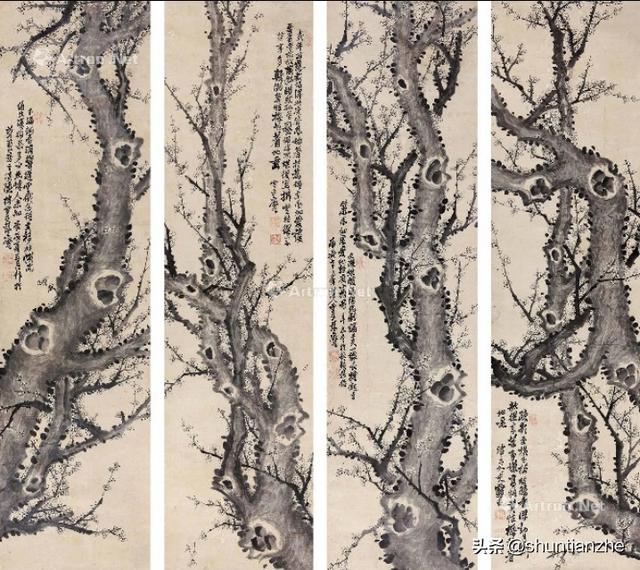 写意梅花100种画法，构图一百例，学完够用了