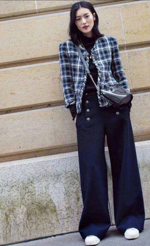 蓝色阔腿牛仔裤穿搭，这“3个要点”穿搭