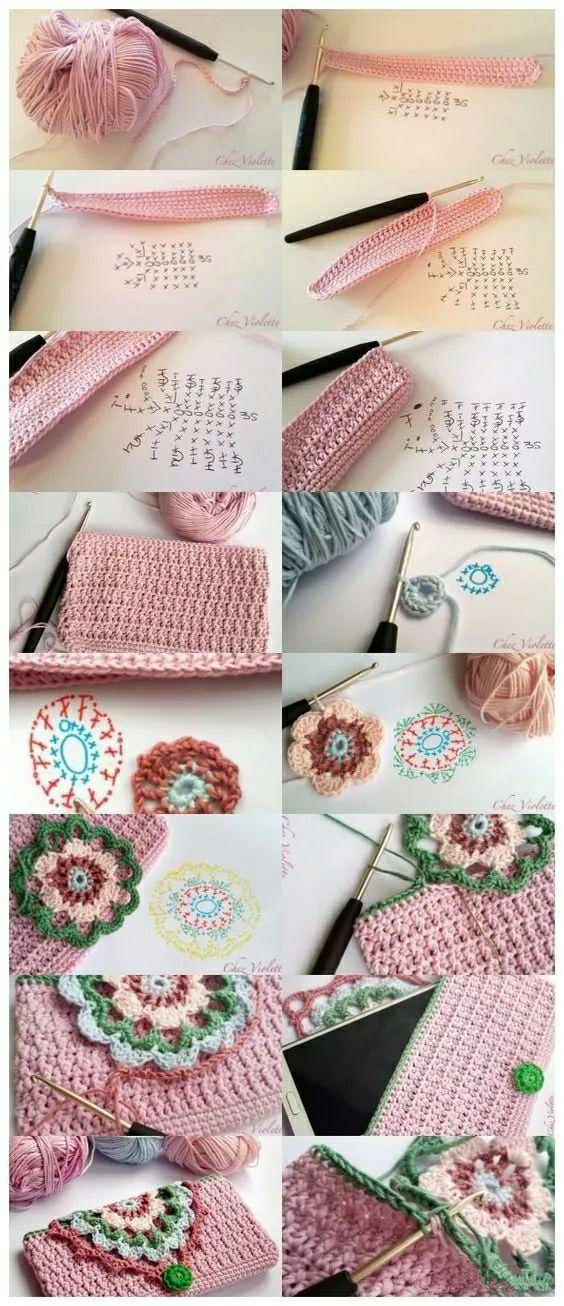 钩针编织小包包，钩编简单的小包包（只要毛线或花片就可钩出）