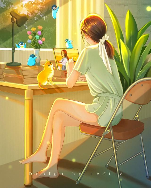 情侣头像一人一张，鱼头:超级好看的情侣头像，一人一张微信（绝美光影插画头像<2>）