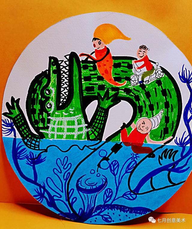 滑滑梯简笔画怎么画，滑梯简笔画 简单（鳄鱼滑滑梯）