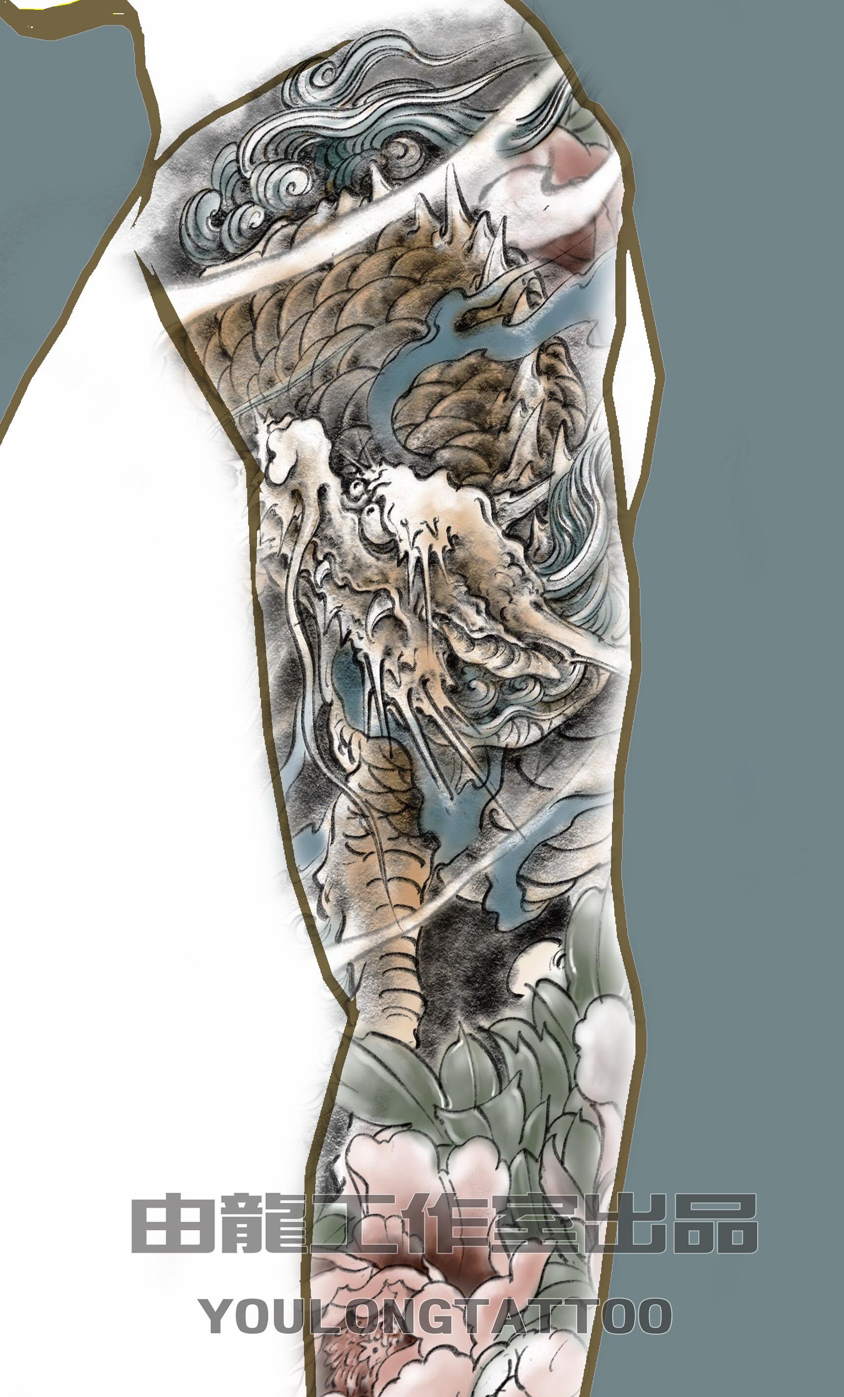 招财麒麟纹身图片,花臂麒麟纹身图案