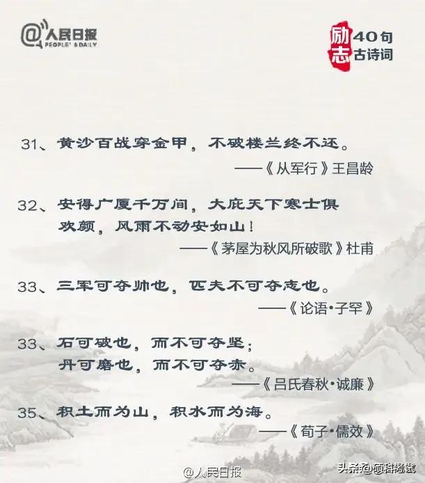 迷茫励志古诗句大全，40句励志古诗词