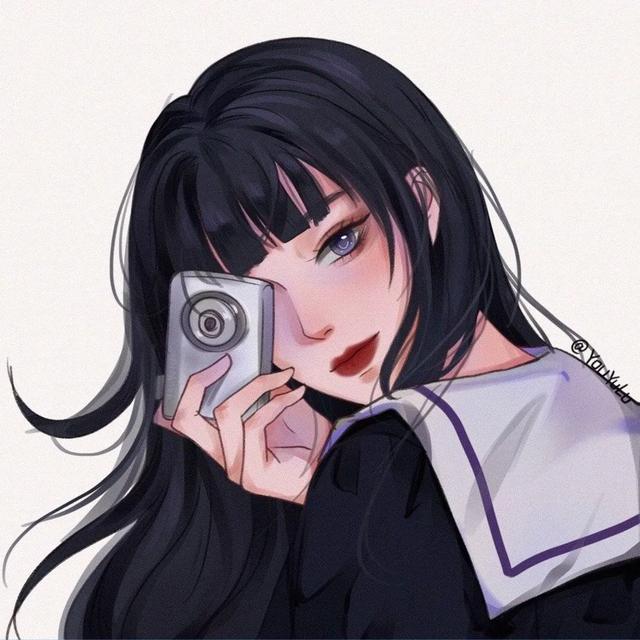 女生手机挡脸头像，女生头像一一手机遮脸微信（温柔好看的手绘女生插画头像合集来袭）