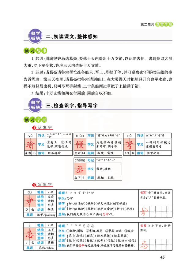 五年级语文下册，第5课《草船借箭》课堂笔记及全文解析