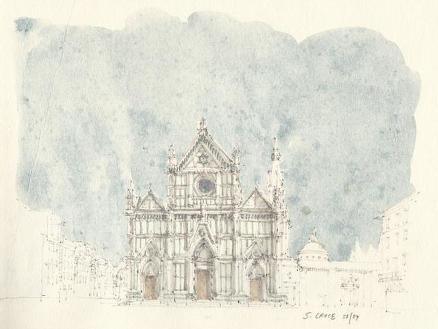 建筑插画线稿，插画，艺术家Flaf