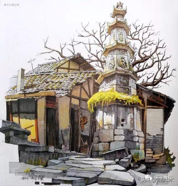 彩绘风景，彩绘风景图片简单 初学者（夏克梁的水彩手绘风景作品欣赏）