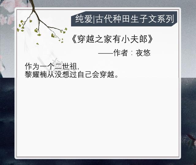 耽美重生种田文，求耽美种田文温馨向无虐经典的（六本古代种田生子系列）