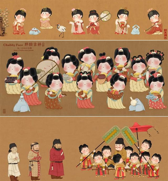 古装照片大全仙女，简笔画的古装仙女哇，抱图111，微信头像（丰腴之美——卡通画唐代仕女）