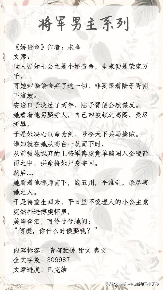 关于将军的言情小说，古代将军言情完结小说（九本言情小说推荐）