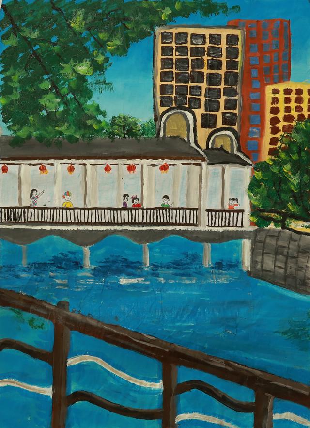 荷花池简笔画，荷花池简笔画手绘（美丽云浮——2020年云浮市庆祝六一儿童节少儿书画作品展）