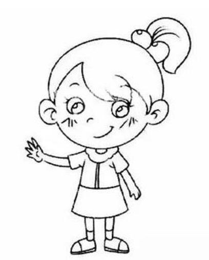 扎马尾简单的简笔画，儿童简笔画教程-扎马尾辫的小女孩