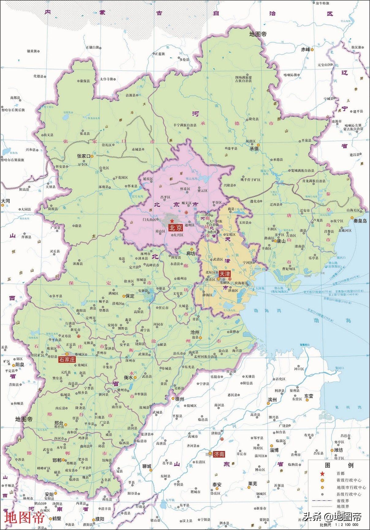 张家口地图高清版(张家口市区十三县地图)