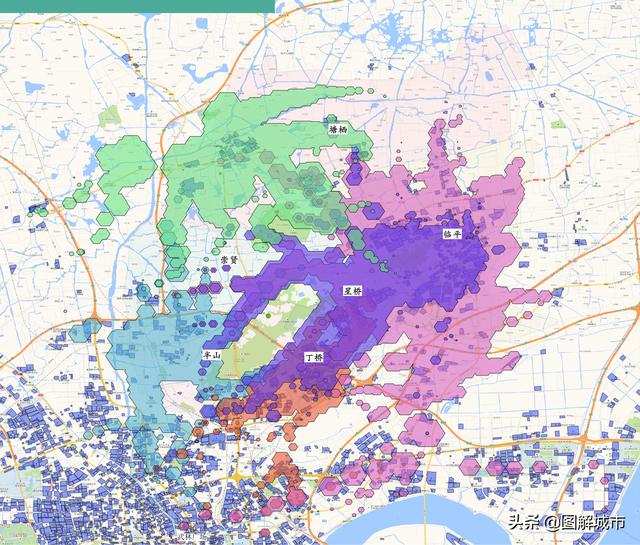 杭州各区分布图，杭州产业规划图（星桥、丁桥、临平、半山、临平、塘栖）