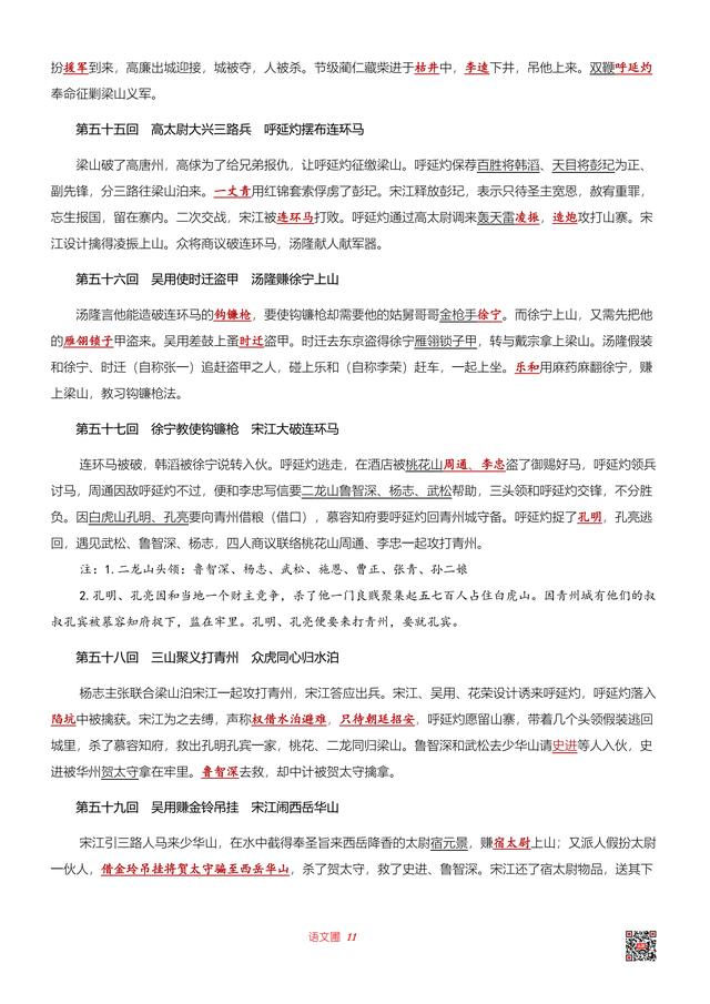 水浒传故事梗概，水浒传全书故事梗概（2020年中考名著阅读复习）