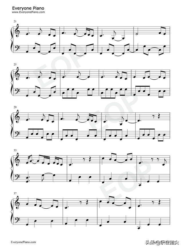 童话钢琴简谱，童话 钢琴数字谱（Perfect-C调简单版-简谱-五线谱-钢琴谱-电子琴谱）