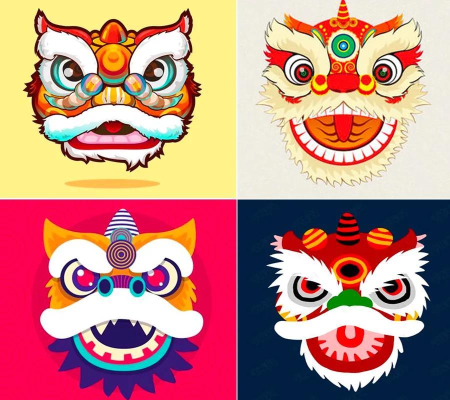 狮子怎么画简单又帅气,新年主题画《威武漂亮的舞狮狮头》 - 玉三网