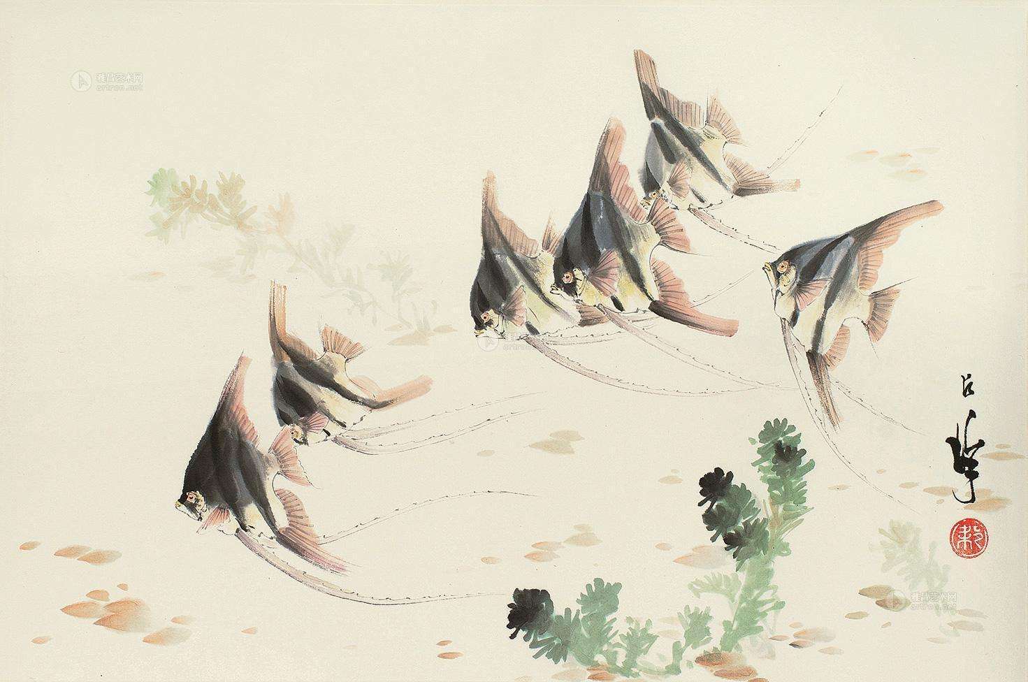 当代国画名家.擅花卉,虫鱼,走兽,山水,树石.尤擅画神仙鱼.