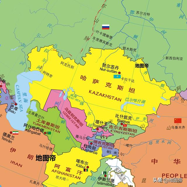 亚洲分为北亚,南亚,东亚,西亚,东南亚,中亚等六个区域,中亚是亚洲六个