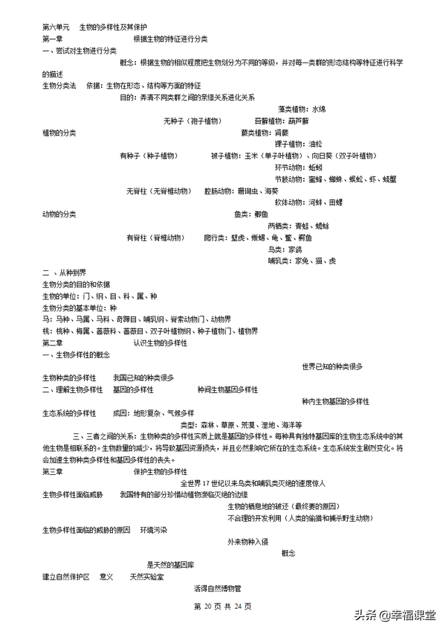初中生物知识点，初中生物知识点归纳全套（<最全>初中生物知识点归纳汇总）