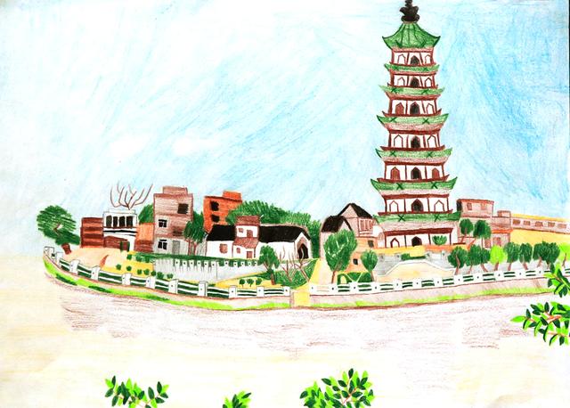 荷花池简笔画，荷花池简笔画手绘（美丽云浮——2020年云浮市庆祝六一儿童节少儿书画作品展）