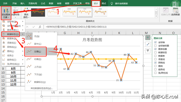 Excel如何插入一个带数据标记的折线图，excel带数据标记的折线图怎么添加数据（折线图如何添加参考线）