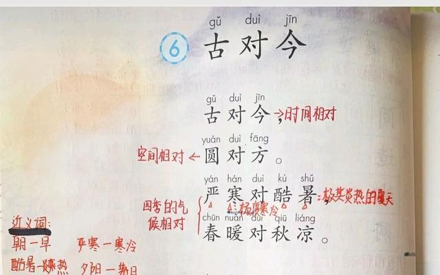 相对的近义词，相对的近义词和反义词（一年级语文下册识字六《古对今》课文笔记）