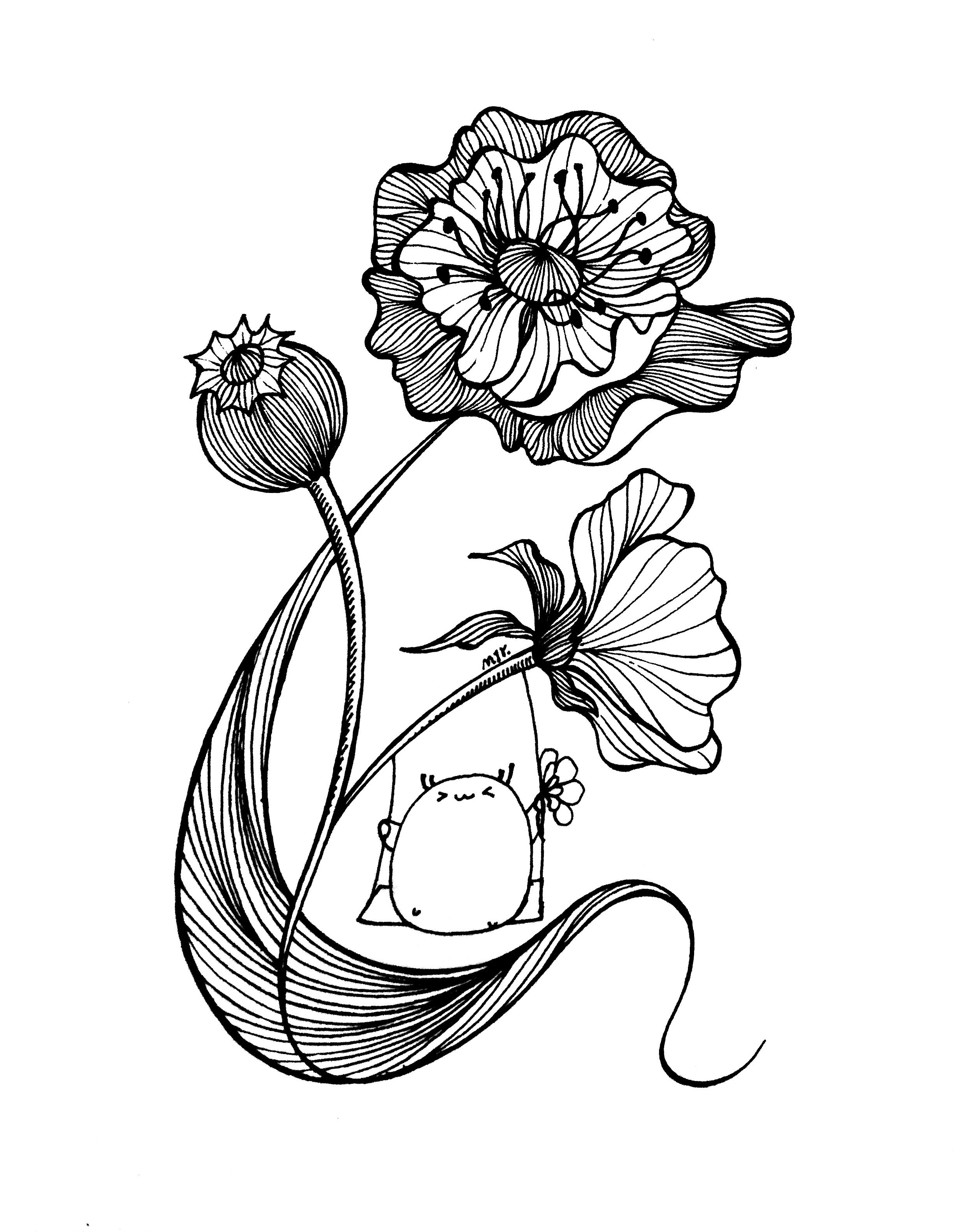 简笔画走起,有时候越简单的反而越好看,线描花花送给大家