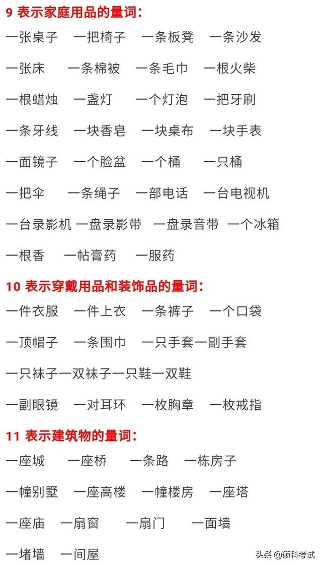  1-6年级语文十八类量词分类汇总，数量词分类