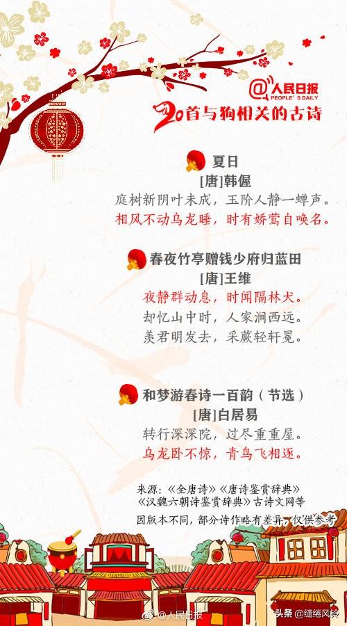 带鸟名的诗句，带鸟名的诗句飞花令（《人民日报》推荐20首与狗相关的古诗）