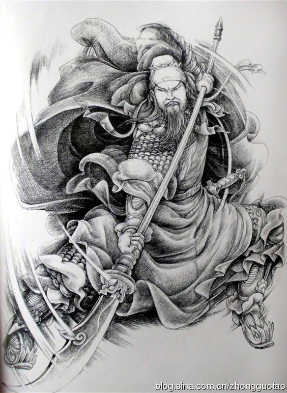 Q版可爱的关羽如何画，关羽简笔画可爱（人物白描：关公关云长）