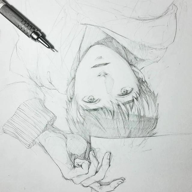 舒眉。，微信头像，舒眉。（一支铅笔画动漫美少年）