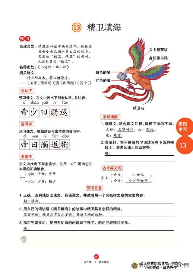 精卫填海告诉我们一个什么道理，精卫填海的故事是什么（四年级上册语文必考文言文《精卫填海》）