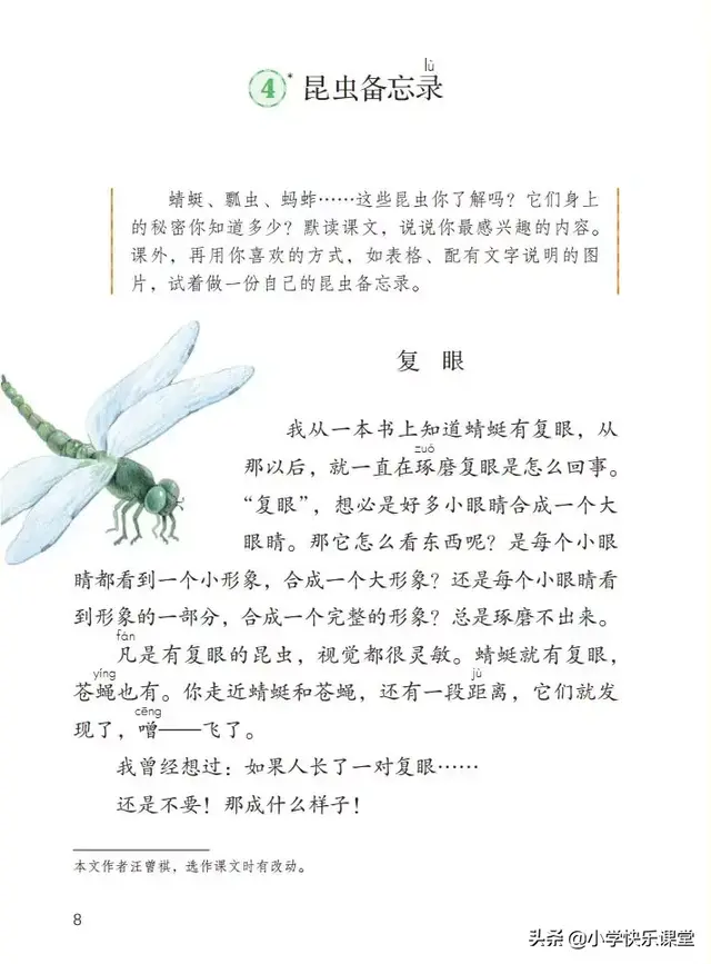 什么的硬翅，什么的硬翅？填四个字。（小学部编三年级语文下第4课《昆虫备忘录》图文+知识点+同步练习）