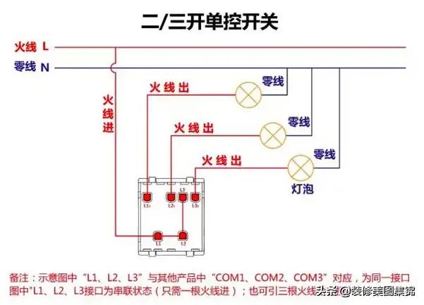 一开多控实际接线，一开单控、双控、多控开关接线图