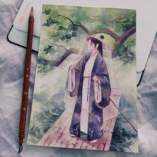 水彩画古风人物教程，水彩画人物教程（这样的水彩好想画）