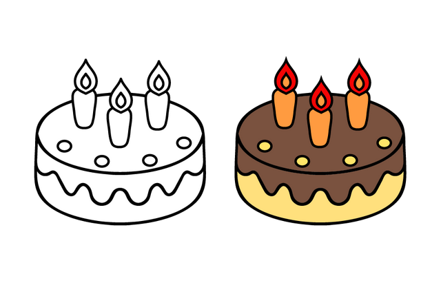 生日蛋糕简笔画，生日蛋糕简笔画带颜色（漂亮的生日蛋糕素材）