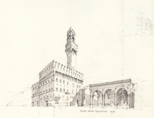 建筑插画线稿，插画，艺术家Flaf