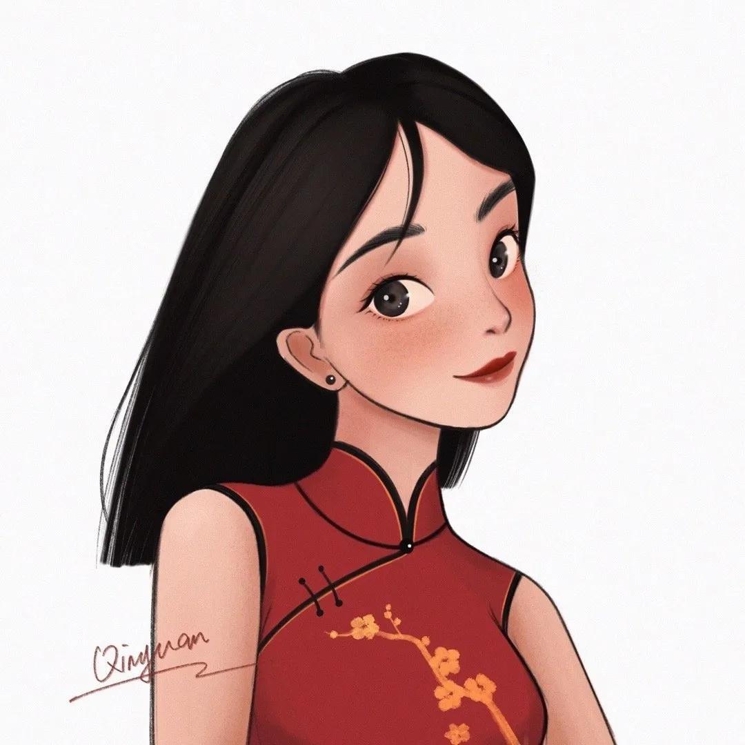 莫稚♡ 花木兰头像微信，莫稚♡ 花木兰头像（<迪士尼公主与花木兰>手绘）