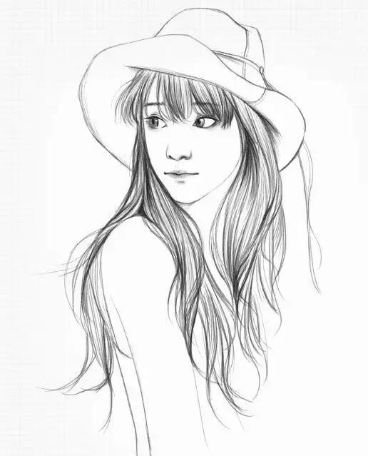 素描头像女生唯美，素描少女.微信（为你喜欢的小姐姐画幅画）