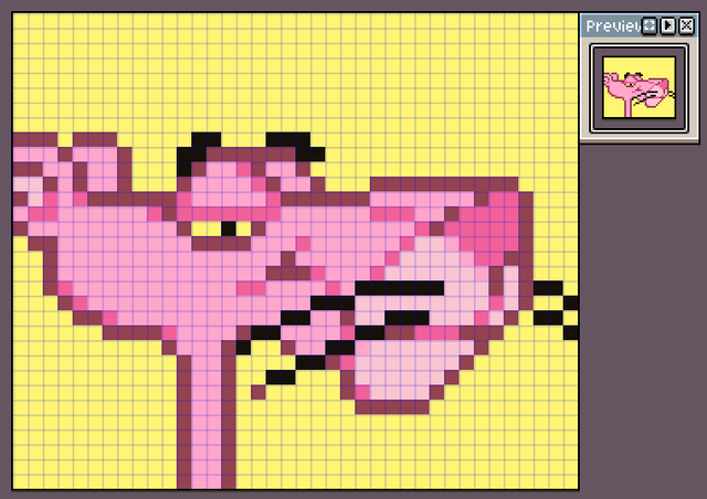 粉红豹简笔画步骤，粉红豹简单画法（粉红豹像素画网格画可爱简单图案）