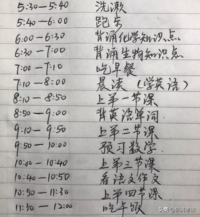 学霸作息表(学霸每日时间安排表)插图