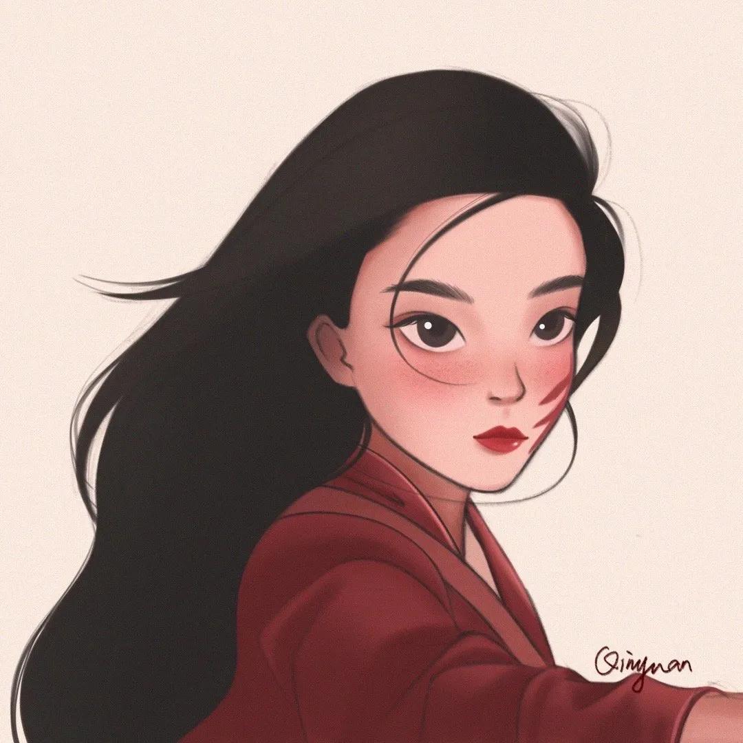 莫稚♡ 花木兰头像微信，莫稚♡ 花木兰头像（<迪士尼公主与花木兰>手绘）