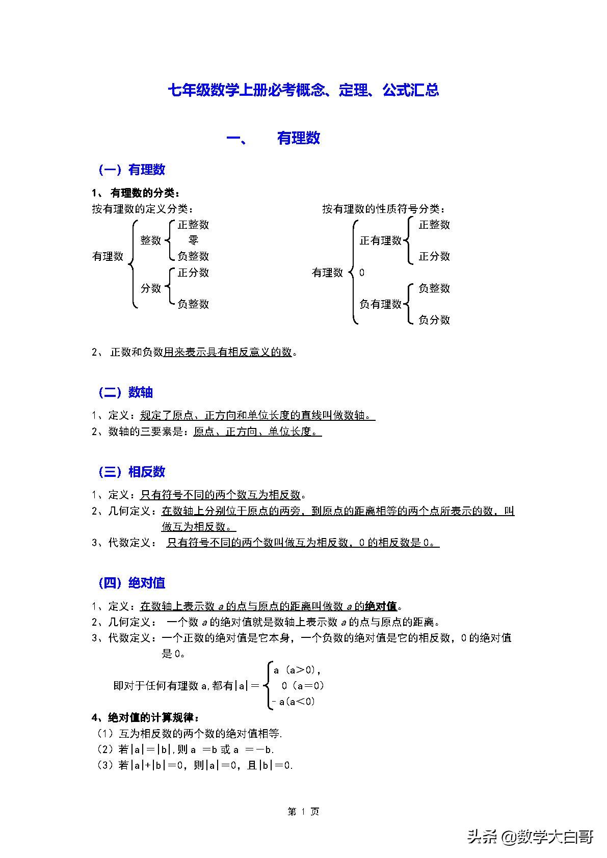 等角的余角相等，同角或等角的余角相等是什么意思（初一数学上册第一学期定理、概念、公式）