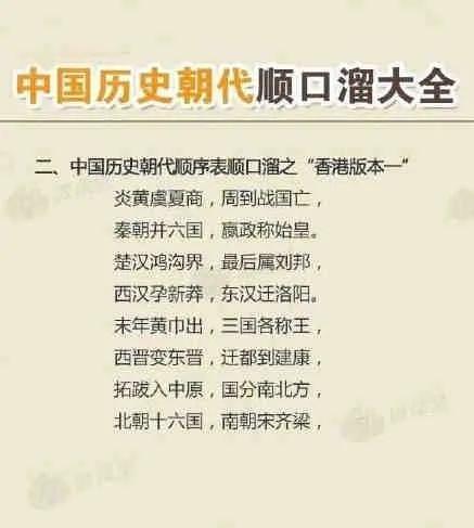 中国朝代顺口溜，精选的中国朝代顺口溜大全（上下五千年尽在你的脑海中）