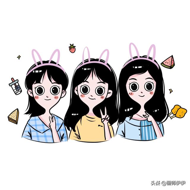 闺蜜头像卡通03微信，闺蜜头像卡通03（整整齐齐的一家人）