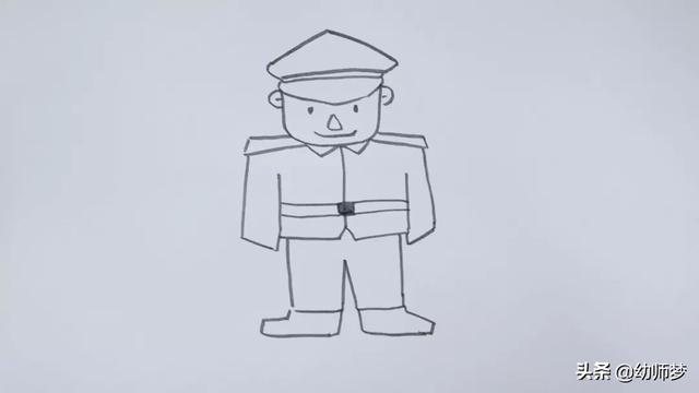 中国士兵怎么画，一分钟简笔画-跟我一起画军人（简笔画：画一位高大威猛的军人）