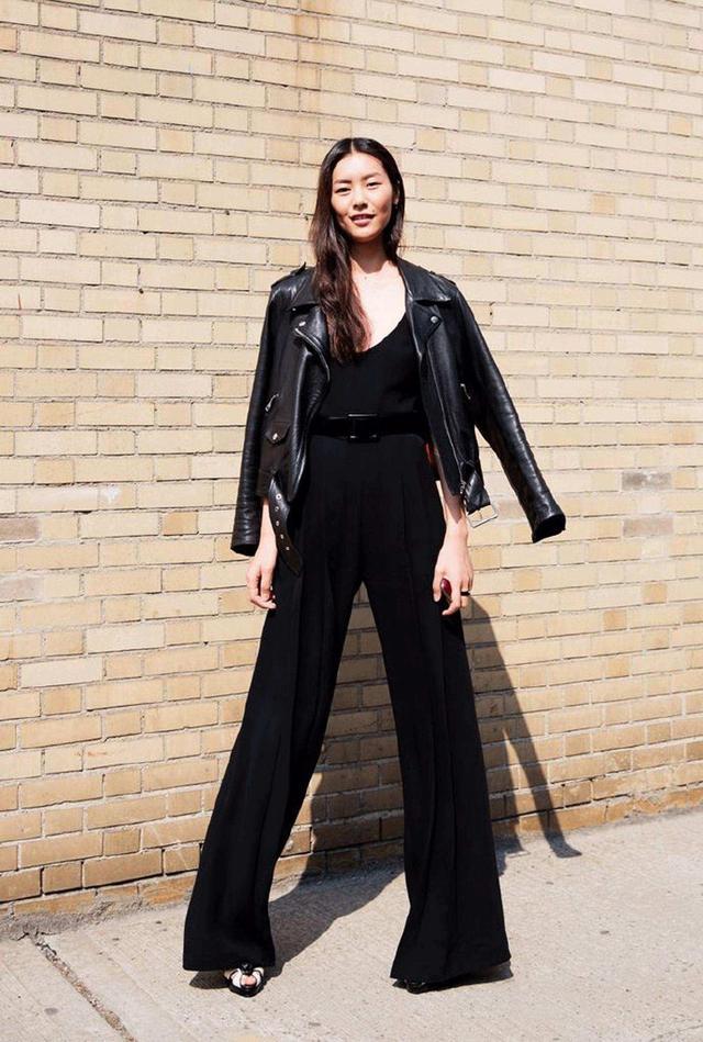 蓝色阔腿牛仔裤穿搭，这“3个要点”穿搭